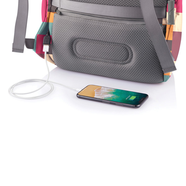 Bobby Soft "Art", anti-theft backpack - Green / Grey