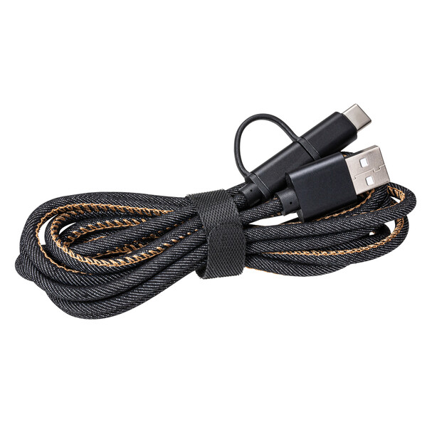 Cable de Charge avec Connexion 3 en 1 DENIM - noir