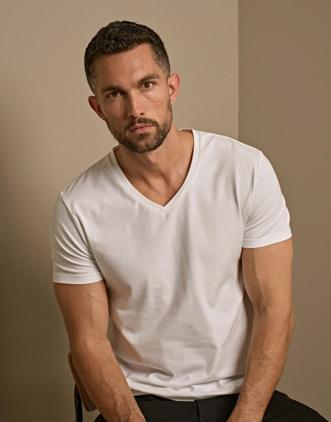 Mens Stretch V-Tee - White / 3XL