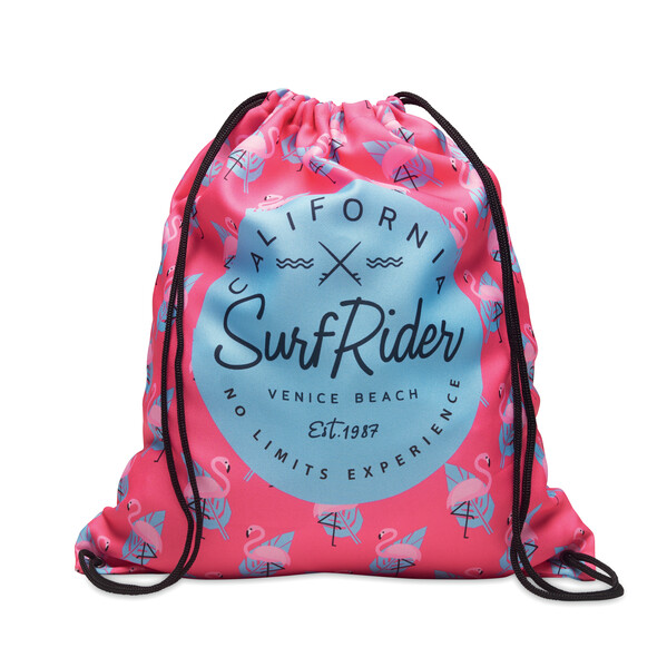 Full colour soft touch, durable twill polyester drawstring bag - Full colour