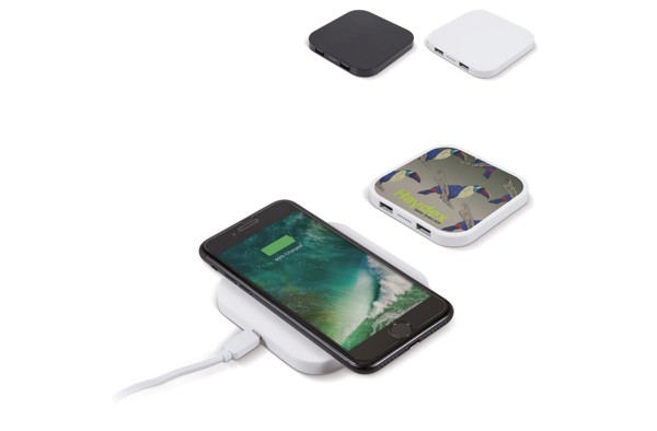 Wireless charging pad 5W with 2 USB ports - White