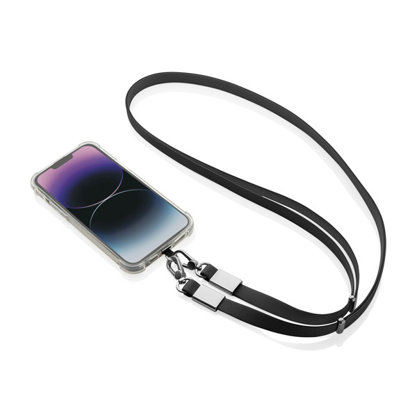 Crossbody lanyard Nivo RCS z recyklovaného PET - Černá