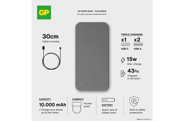 GP B+ Series Powerbank 10000 mAh - Noir