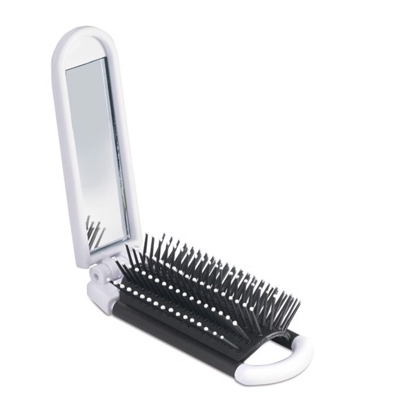 Foldable hairbrush with mirror Always