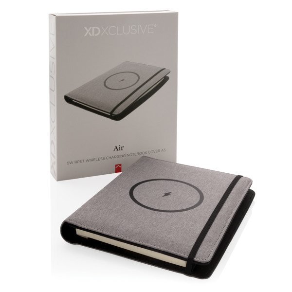 Air 5W wireless charging notebook with 5000mAh powerbank - Grey