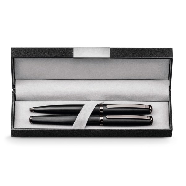 PS - IMPERIO. Metal rollerball and ballpoint set with twist mechanism