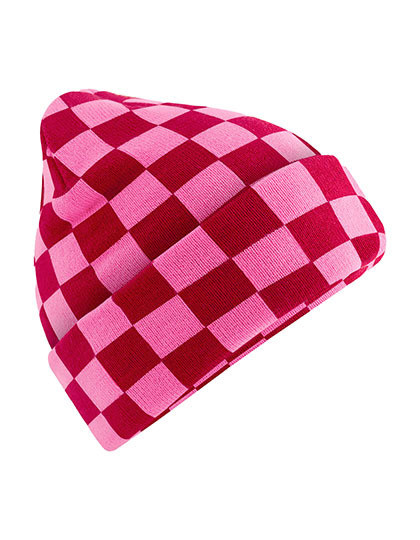 Checkerboard Beanie - Classic Red / True Pink / One Size