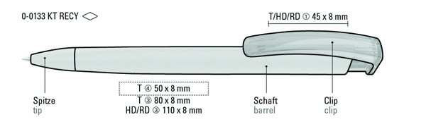 TRINITY K transparent RECY guľôčkové pero - Biela