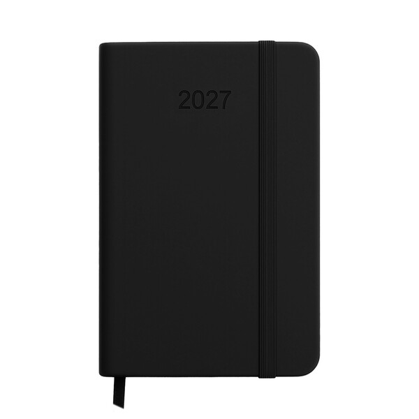 Agenda Tascabile Settimanale 2027. Copertina Rigida In Termo Pu E Bordo Pagine Colorato - Nero