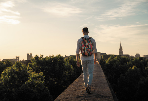 Bobby Soft "Art", anti-theft backpack - Green / Grey