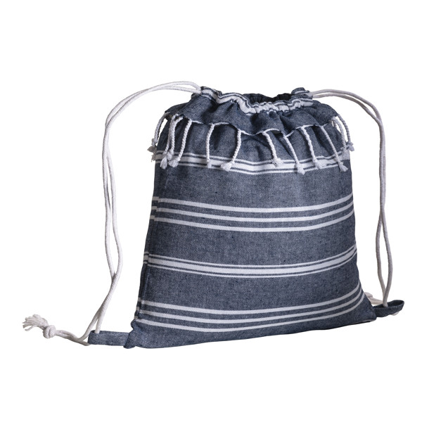 180 G/M2 Cotton Fouta Backpack With Drawstring Closure - Blue