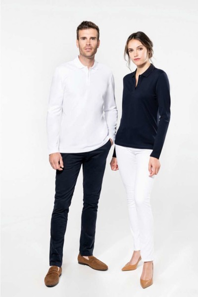 Ladies' Long-Sleeved Supima® Polo Shirt - White / L