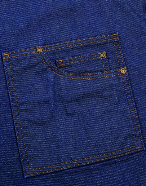 'District' Waxed Look Denim Bib Apron - Black Denim