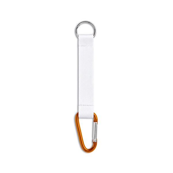 Carabiner with sublimated recycled polyester (rPET) strap - Orange / 20mm width