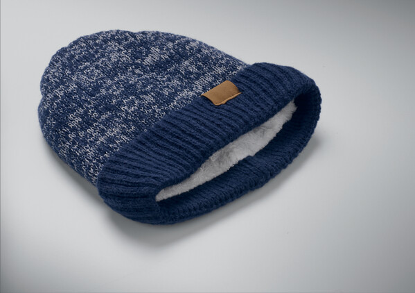 Bonnet tricoté avec revers Puntos - Bleu