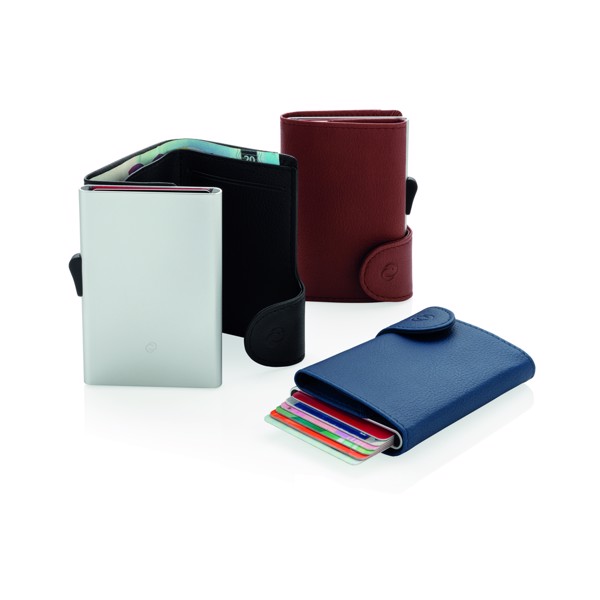 C-Secure RFID denarnica, aluminij, drži 7 kartic - Modra