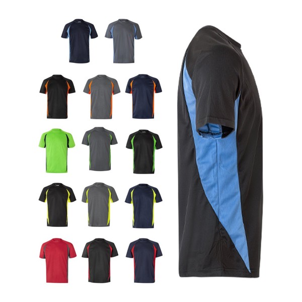 VL SLAYER. T-shirt técnica bicolor bird-eye (160g/m²), em poliéster (100%) - Cinzento / Laranja / 2XL