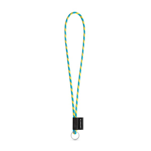 75093. SET Lanyard TUBE Long (Ø 7 mm) com Argola Ø 32 mm - Amarelo / Azul Claro