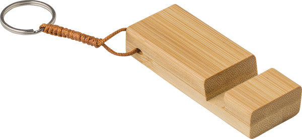 Suporte telemóvel em bambu com porta-chaves. Kian