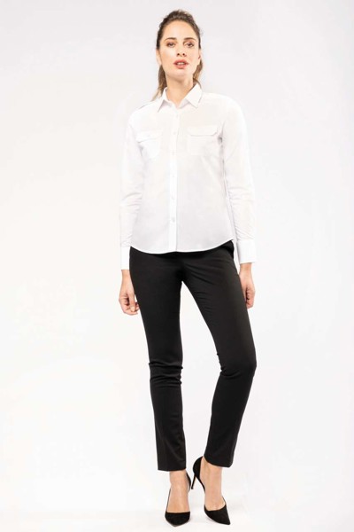 Ladies’ Long-Sleeved Pilot Shirt - White / L