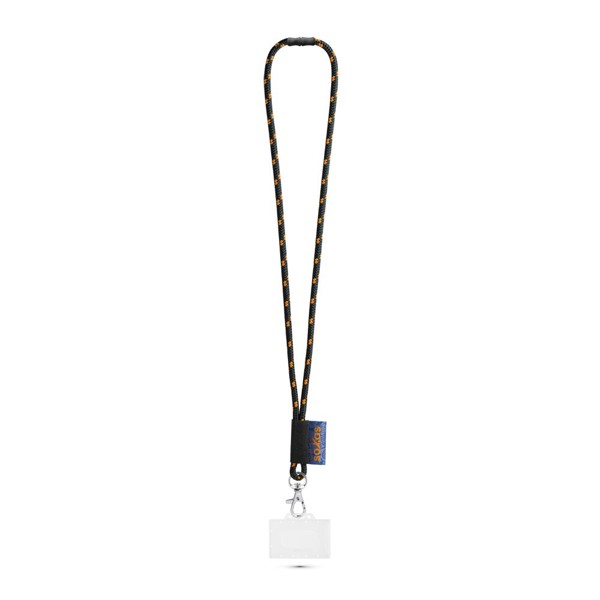 BRIDPORT. Custom polyester lanyard - Black / Orange