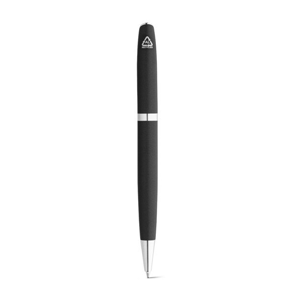 RE-LANDO-SET. Roller and ball pen set with recycled aluminium (100% rAL) body - Black