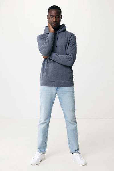 Sweat à capuche en coton recyclé et non teinté Iqoniq Torres - Heather Navy / L