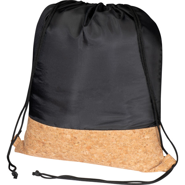 Drawstring bag with cork bottom DOMINIKA - Black