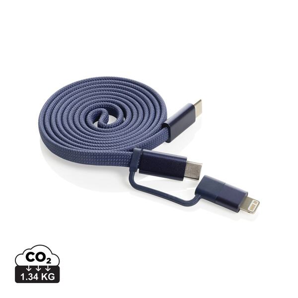 Câble magnétique 60W 2 en 1 Arc en PET RCS - Bleu
