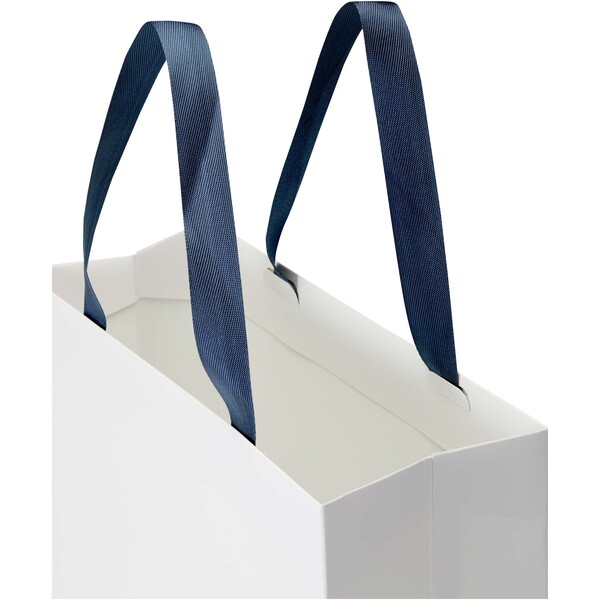 Smartfold 210 g/m² paper bag with ribbon handles and gloss lamination -  31 x 12 x 31 cm - Blue