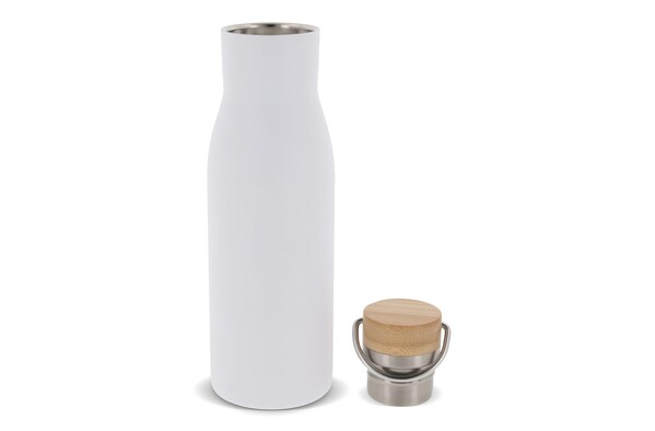 Bouteille isotherme avec couvercle en bambou 500ml - Blanc