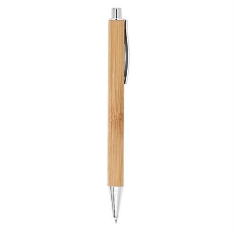 Eco bamboo ballpoint pen personalised with clip and metallic tip