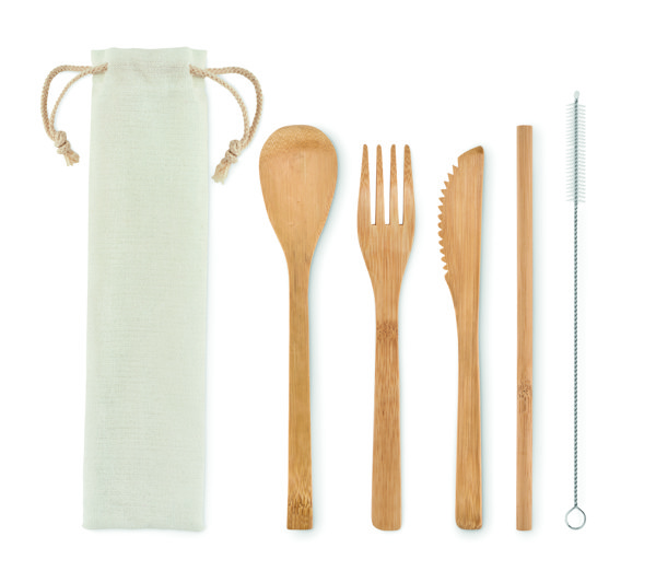 Couverts en bambou avec paille Setstraw