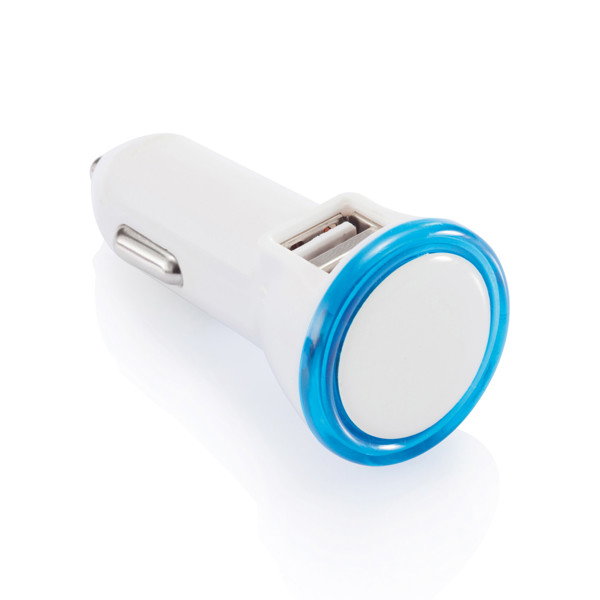 Double chargeur allume-cigare USB 2.1A - Bleu / Blanc