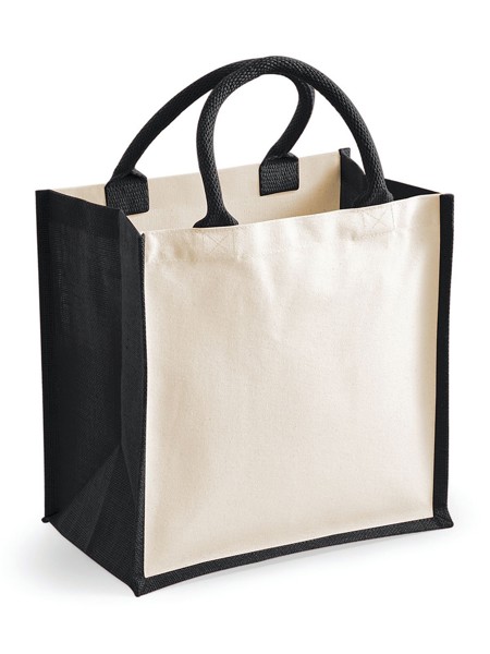 Printers Midi Jute Tote - Black