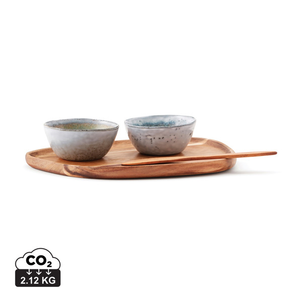 Vinga Nomimono serving set, stoneware, wood