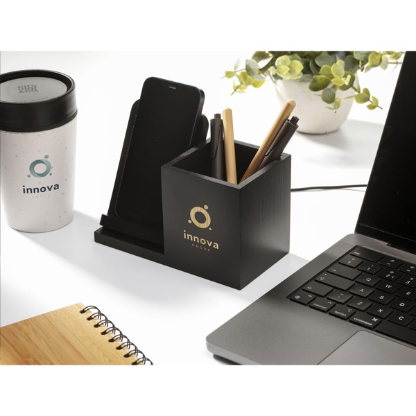 Bamboo Boss 15W charger/pen holder - Black