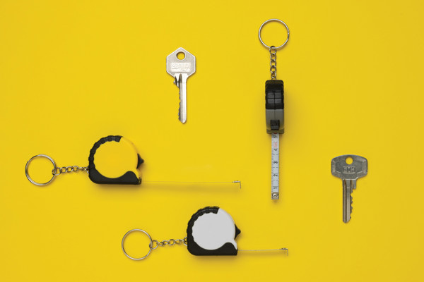 Porte-clés avec ruban de 1M en ABS RCS MeasureMate - Jaune