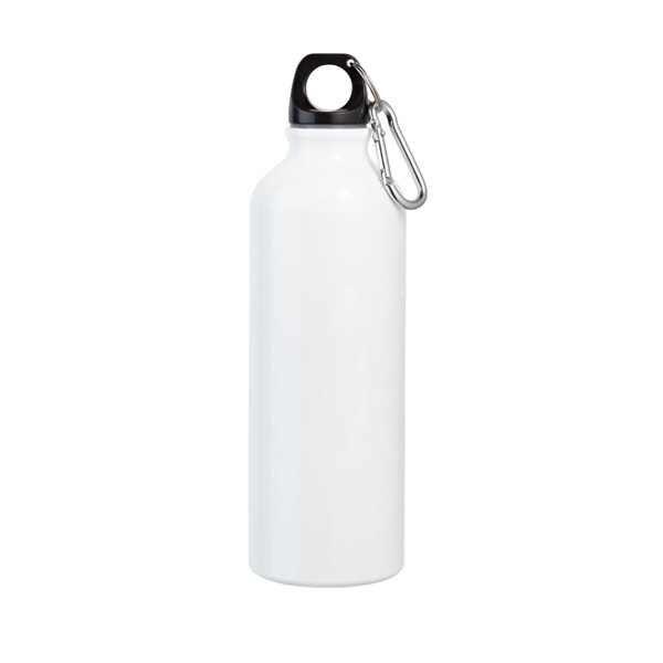 SIDEROT. Bouteille de sport 800mL en aluminium avec mousqueton - Blanc