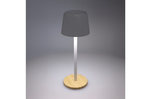 Lampe de table Solis à intensité variable avec pied en bambou - Blanc