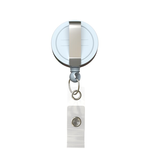 Retractable badge reel in round shape with ⌀2.8cm logo - Medium Grey / Belt Clip