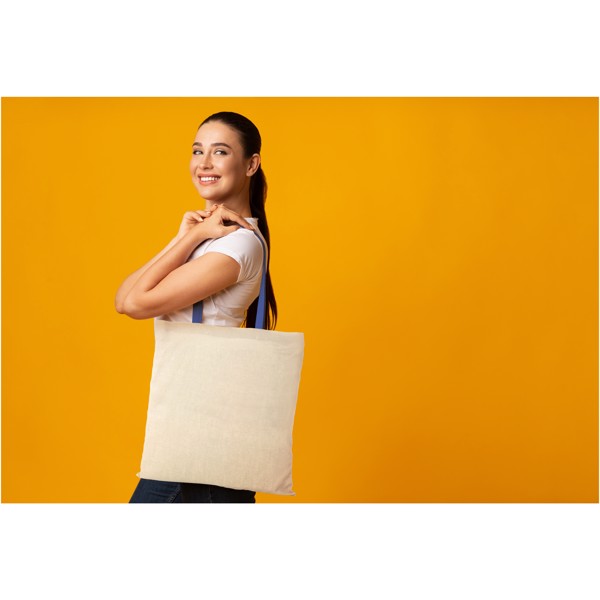 Nevada 100 g/m² cotton tote bag coloured handles 7L - Natural / Lime