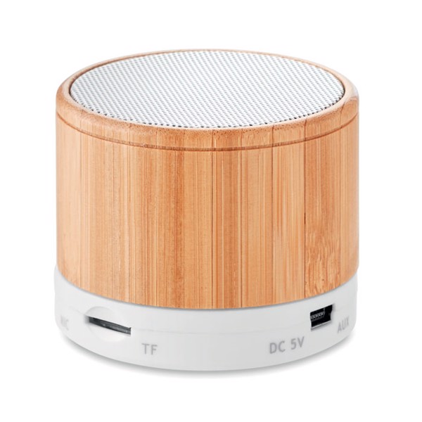 Round Bamboo wireless speaker - White