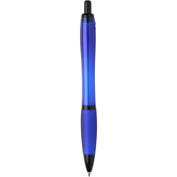 Stylo bille Nash en plastique recyclé avec garnitures noires (encre noire) - Bleu royal