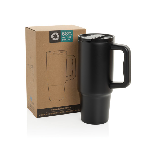 Embrace nepretekajúci tumbler z recykl. nerez. ocele 900ml - Čierna