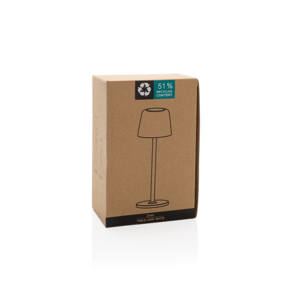 USB dobíjateľná stolná lampa Zenic z RCS recykl. plastu, biela -