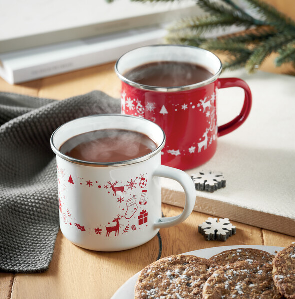 Christmas enamel mug 300ml Seasomel - White