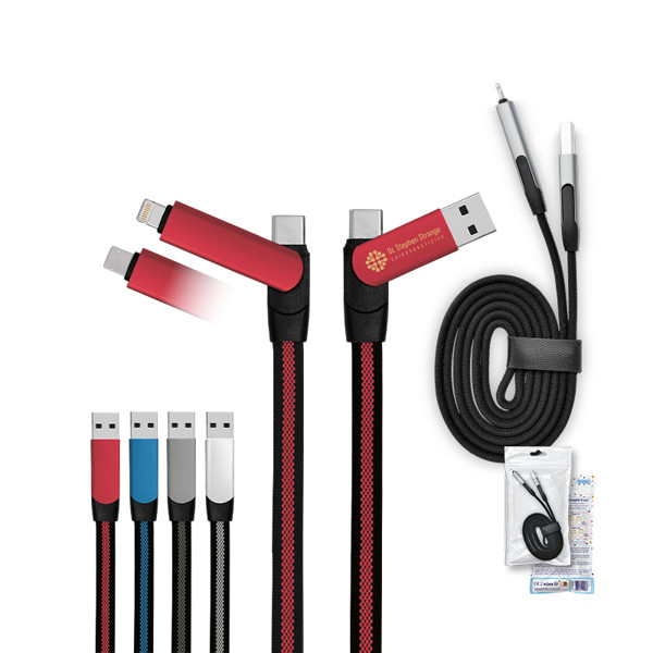 CABLE DE CHARGE RAPIDE ET TRANSFERT  6 EN 1 - Blanc