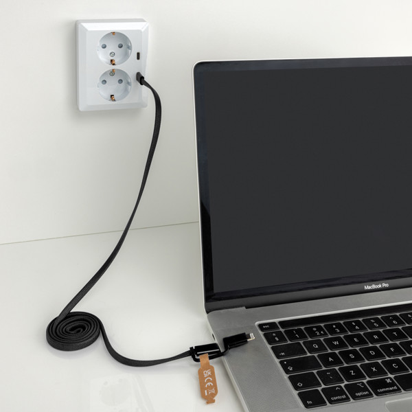Ultra tenký magnetický nabíjecí kabel 60W 2 v 1 - Černá