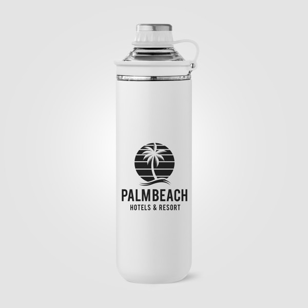 Oasis Recycled Stainless Steel Lid Handle Bottle -  680 ml - White / 4 Colour inkjet